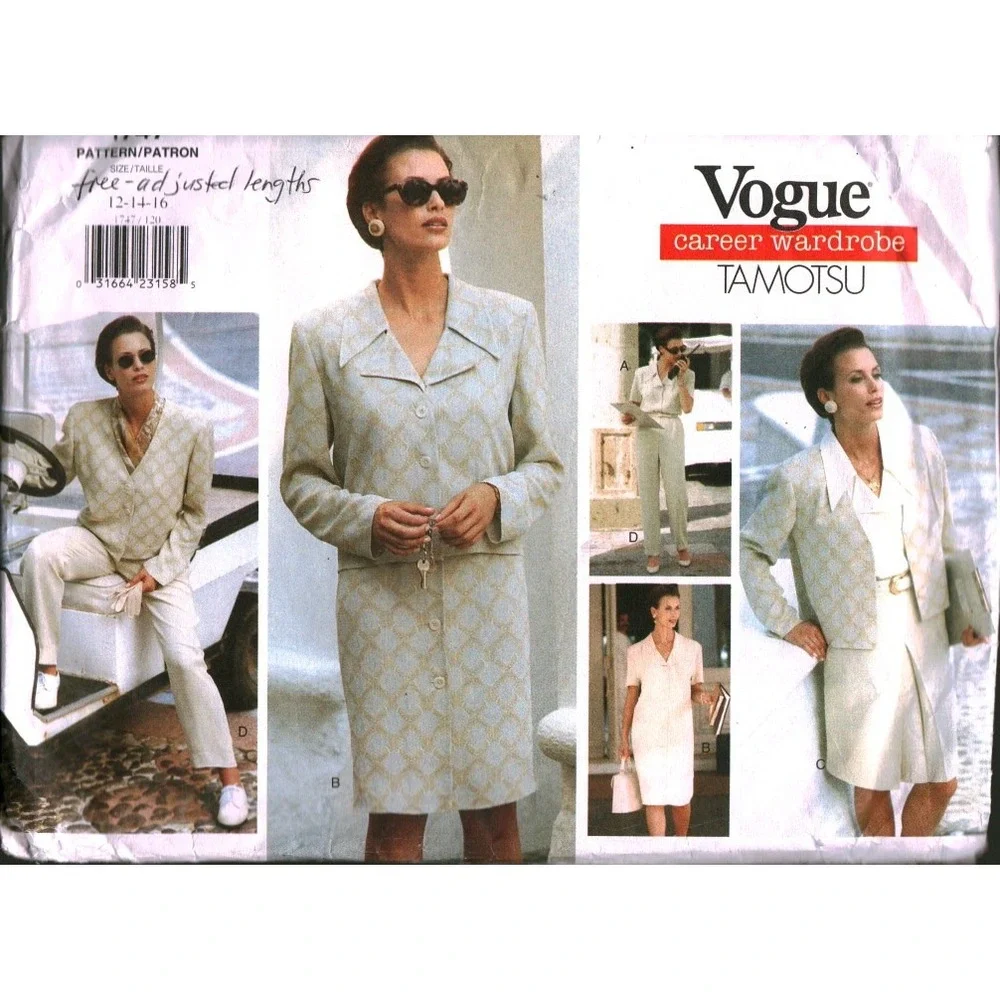 Vogue 1747 Career Wardrobe Tamotsu Sewing Pattern Jacket Dress Skirt Pants 12-14